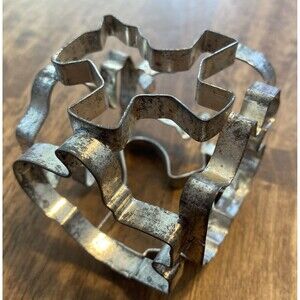 Vintage Holiday Metal Cookie Cutter 6 Sided Cube Animals Elephant Horse Bear